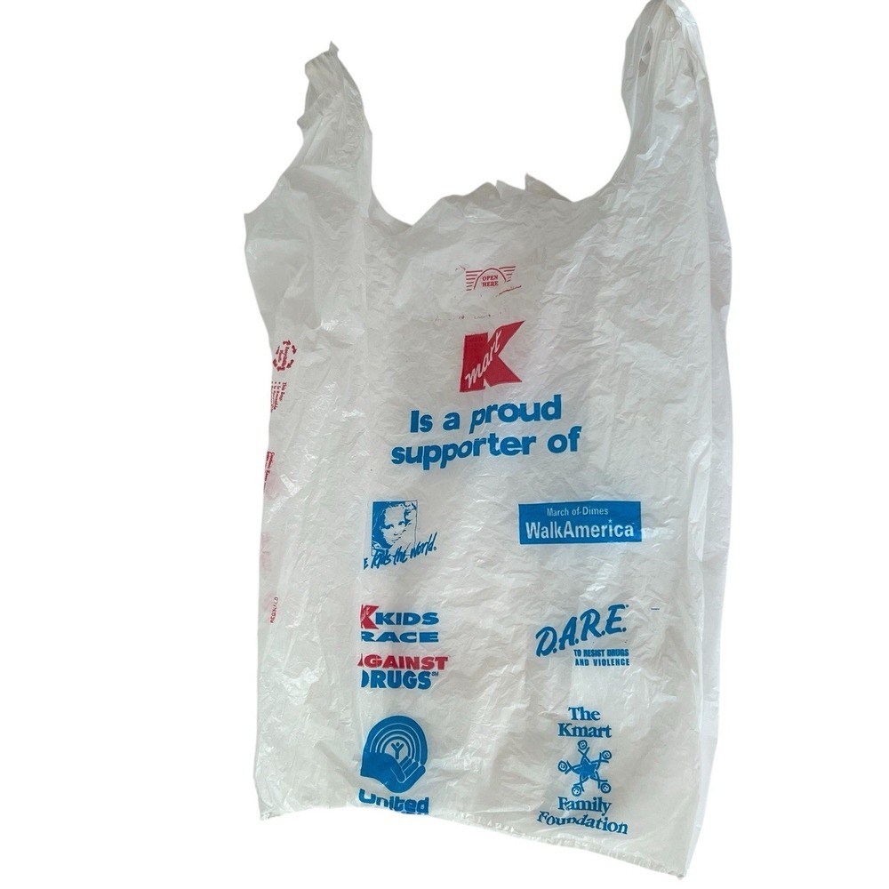 Vintage Kmart Store Plastic‎ Shopping Bag with Charity Foundations Graphics